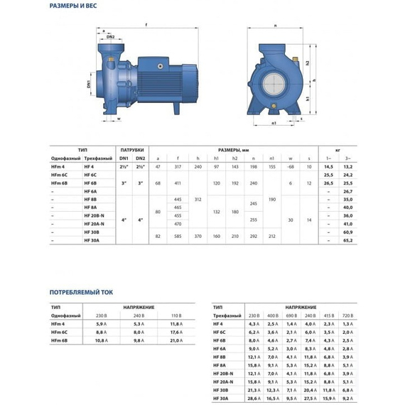 pedrolloЦентробежный насос высокой производительности Pedrollo HF20B 3 kW, изображение 3italia