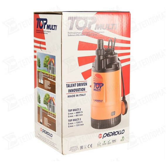 pedrolloПогружной насос с многолопастным колесом Pedrollo TOP MULTI 2 0,55 kW, изображение 6italia